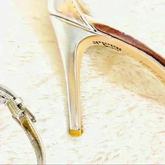 Brash Silver Open Toe Lattice Heeled Sandals - Picture 11 of 16